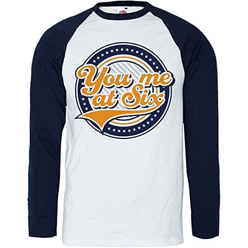Image of You Me at Six Men's Crest Baseball Jersey Navy Blue Medium