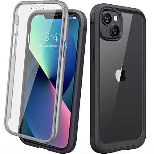 Image of Diaclara Compatible with iPhone 13 Case, 360° Full Body with Built-in Screen Protector Touch Sensitive Shockproof Bumper Case Cover Clear-Back Designed Compatible for iPhone 13 6.1"-Black
