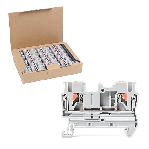 Image of 100pcs PT2.5 Push-in Terminal Blocks, 2.5mm² Cable, DIN Rail Mount Terminal Block, 800V 32A, Wire Spring Connection Push-in Conductor Wire Connector, CE