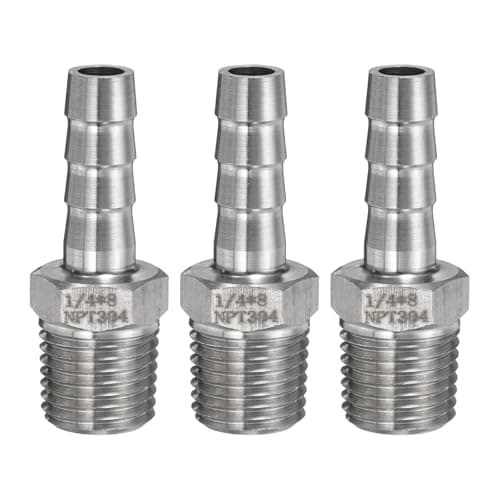 Image of sourcing map 3pcs Stainless Steel Hose Barb Fitting 0.3" Barbed x 1/4" NPT Male Pipe Fitting Air Hose Barb Fittings Coupler Thread Connector Adapter for Water Fuel