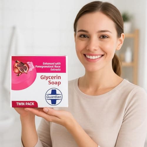 Image of Guardian Glycerin Soap Twin Pack – Moisturizing Body & Face Soap with Pomegranate Extracts – Gentle, Hydrating, and Suitable for All Skin Types (pomegranate & rose extract)