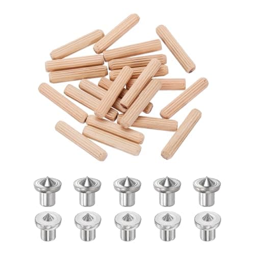 Image of sourcing map 250Pcs Wood Dowel Pins, 3/16" x 1 3/16" Wooden Dowel Rods Straight Grooved Pins with 10Pcs Solid Hollow Dowels Tenon Center Transfer Plugs for Furniture Woodworking DIY Project