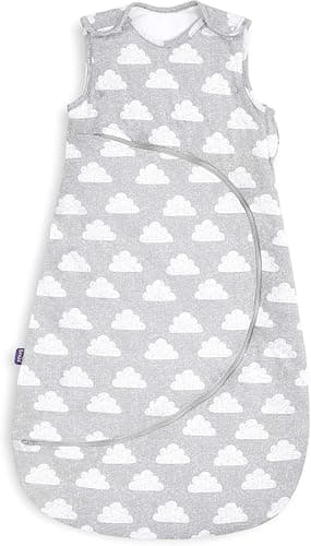 Image of Snuz Baby Sleeping Bag with Nappy Zip - For Easy Nappy Changes, Super Soft Cotton Sleeping Bags with Easy Fit Poppers, Meets British Safety Standard, Cloud Nine, 2.5 Tog 0-6M