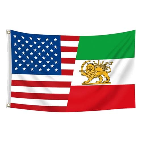 Image of Large US and Old Iran Friendship Flag 90x150cm/60x90cm Old Iran USA Friendship Flags with Sun Lions, Persia Iranian Banner with Brass Grommets