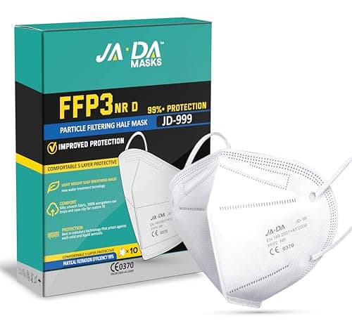 Image of FFP3 Masks Pack of 10 With >99% Filtration Efficiency - Disposable Face Mask UK - Soft And Secure Fit (Packaging may vary)