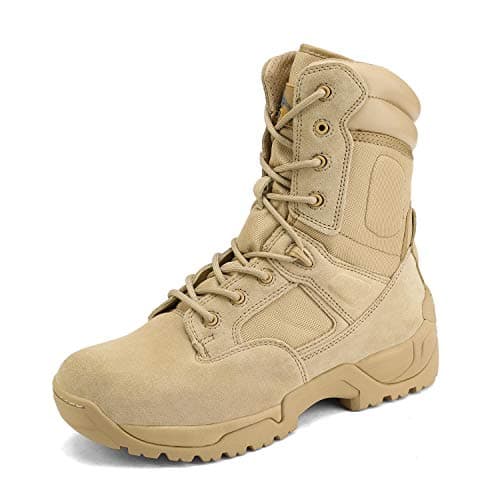 Image of NORTIV 8 Men's Military Side Zipper Tactical Work Boots Hiking Motorcycle Combat Boots,Size 10,Sand,RESPONSE