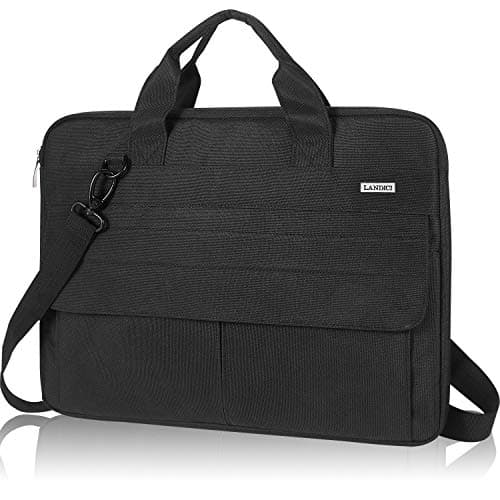 Image of LANDICI Laptop Bag Case 15 15.6 Inch, Waterproof Computer Sleeve Cover with Shoulder Strap, Slim Briefcase for MacBook Pro 15/16 M3 M2 M1, MacBook Air 15,15-16" HP Lenovo Dell Asus for Women Men,Black