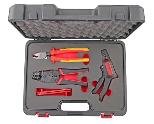 Image of GEDORE red Photovoltaic Kit R21652005 | MC4 Solar Plug Tool Kit | Crimping Pliers 2.5-6mm², Wire Stripper, VDE Cable Scissors, MC4 Mounting Wrench | PV Installation Kit in Case