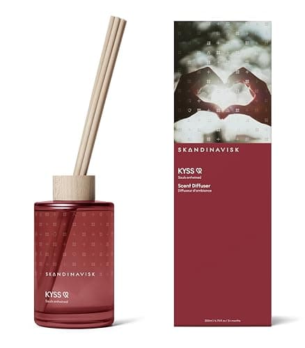 Image of Skandinavisk KYSS 'Kiss' Scent Diffuser with 8 Reeds. Lasts +3 Months. Fragrance Notes: Blackberries and rose, sugar candy and cloves. 200 ml