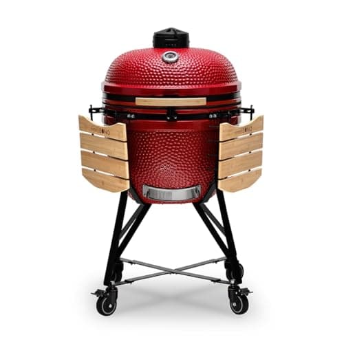 Image of KAMADO BONO Ceramic BBQ Grill, 25" Grande Limited, Red I Kamado BBQ Charcoal Grill with Dual Zone Grilling System I Egg BBQ Smoker for Cooking, Smoking & Baking