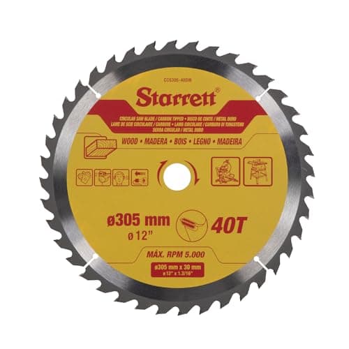 Image of Starrett 305mm TCT Circular Saw Blade for Wood, 40-Tooth, 16/19/25/30mm Bore
