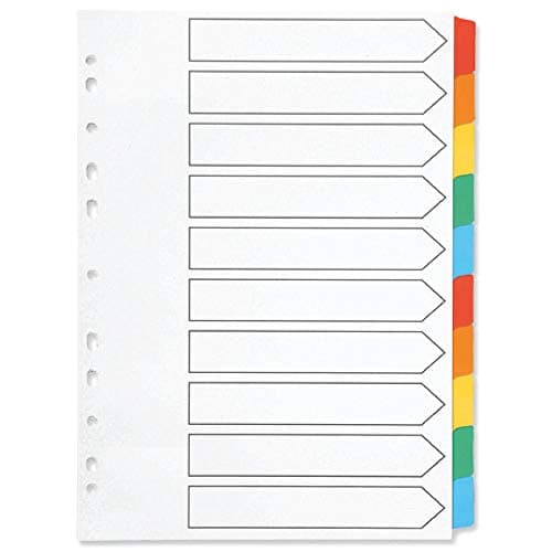 Image of Q-Connect 10-Part Index Multi-punched Reinforced Board Multi-Colour Blank Tabs A4 White