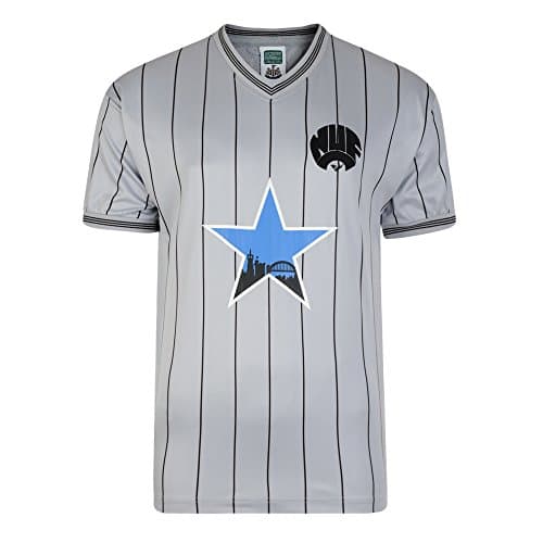 Image of Newcastle United 1984 Away Retro Football Shirt Grey Large Polyester