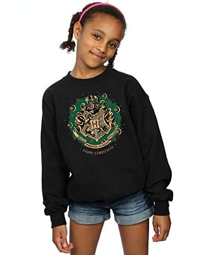 Image of Harry Potter Girls Christmas Wreath Sweatshirt 3-4 Years Black