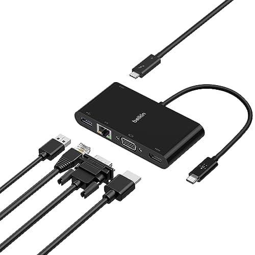 Image of Belkin USB-C Multimedia Adapter (USB-C Hub w/ VGA, 4K HDMI, USB 3.0, Ethernet Ports) 100W Passthrough Power for MacBook Pro, iPad Pro, Surface Pro, Chromebook more