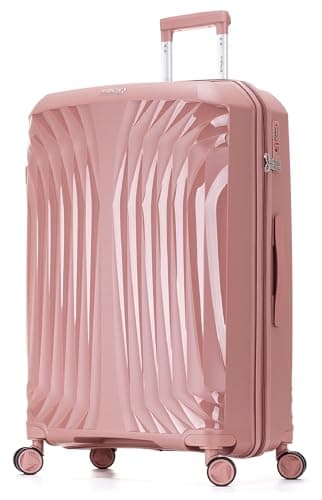Image of DK Luggage 28" Large Hard Shell Polypropylene PP Suitcase 4 Wheel Spinner Luggage ST81 (Gold, Large)