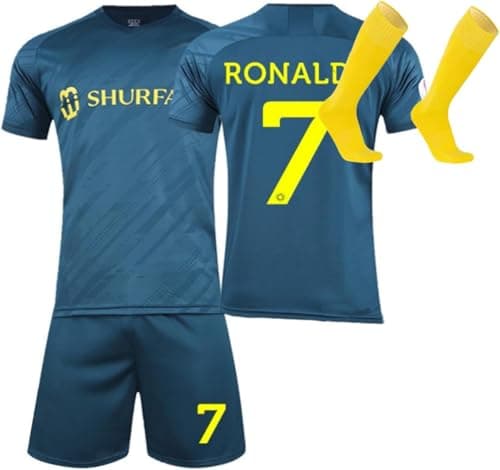 Image of Kids Football Kit 24/25 Home/Away Boy's Soccer Jerseys Football Kits for Boys Youth Trainshirts T Shirt, Short and Socks Set Fans Football Birthday Gifts for Boy Kid