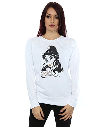Image of Disney Princess Women's Belle Sparkle Sweatshirt Small White