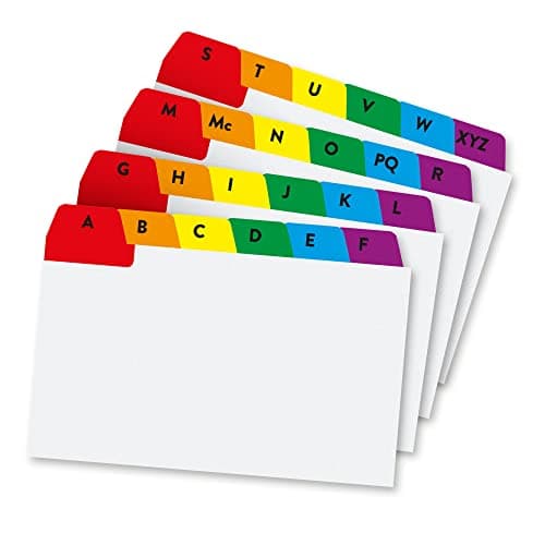 Image of Pukka Pad, Concord Guide Cards for Revision Cards – Feature A-Z Reinforced Colour-Coded Tabs to Organsie Your Clients, Addresses, Recipes, and More – 5 x 3in