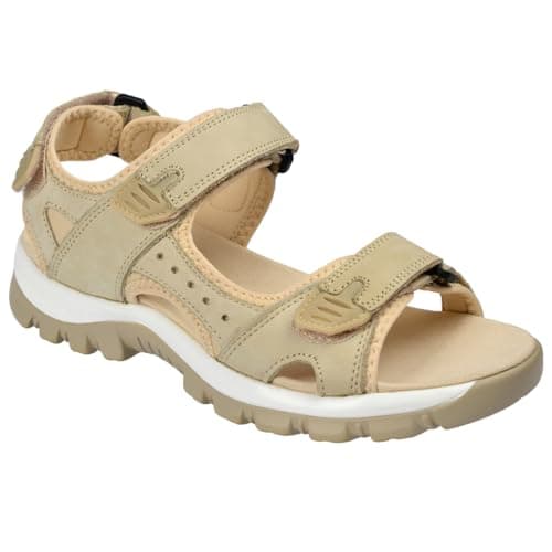 Image of Harssidanzar Women's Outdoor Sports Sandals Summer Hiking Sandals Adjustable Strap Sandals SL256UK,Beige,Size 6.5 UK