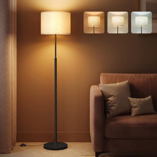 Image of VASAGLE Floor Lamp for Living Room, Adjustable Height 140-170 cm, Modern Standing Lamp with Foot Switch, Fabric Lampshade, E27 Socket, Ink Black LFL002BH03