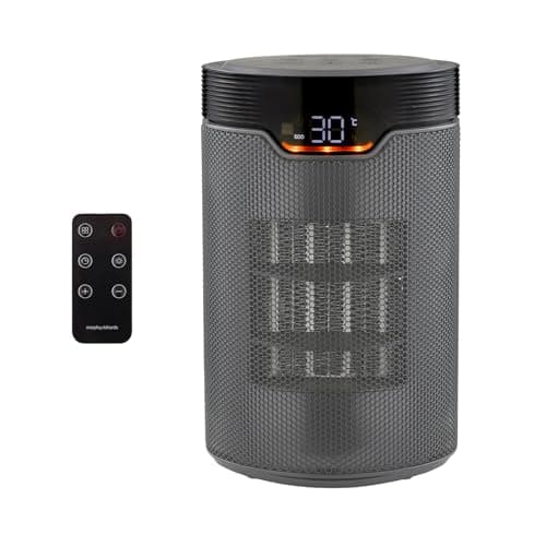 Image of Morphy Richards HeatFlux 1500W Electric Ceramic Fan Heater, Remote Control, 15m2, 24hr Timer, Compact, Portable, Quiet, Lightweight, Energy Efficient, 3 Settings, LED Touch Panel, For Bedroom, 825051