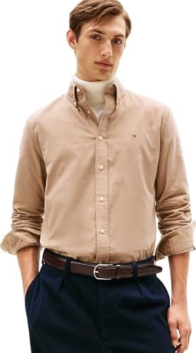 Image of Tommy Hilfiger Men’s Solid Corduroy Regular Fit Shirt, Beige (Coastal Taupe), XXL