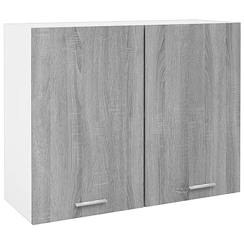 Image of vidaXL Hanging Cabinet Home Kitchen Furniture Equipment Storage Shelf Cupboard Wall Mounted Storage Cabinet Grey Sonoma Engineered Wood