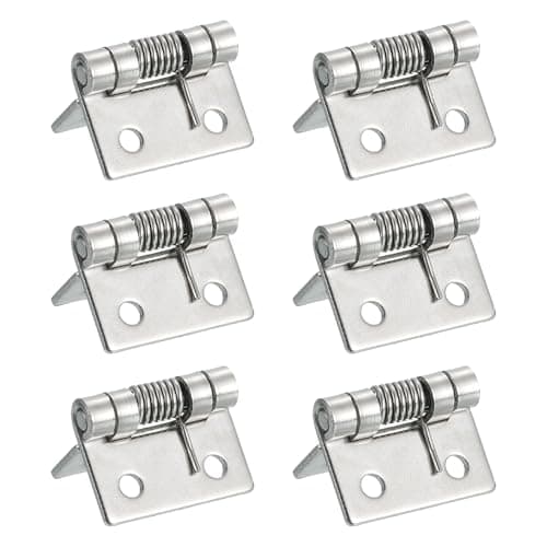 Image of sourcing map 6Pcs Spring Hinge, 1" Length 304 Stainless Steel Spring Loaded Hinges, Self-Closing Cabinet Hinges for Left and Right Hand Doors Cabinet Closet DIY Hardware, Silver (Interior)