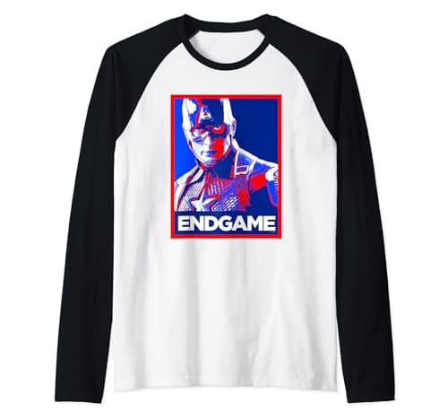 Image of Avengers Endgame Captain America Poster Raglan Baseball Tee