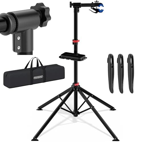 Image of Monzana® Bike Maintenance Workstand with Magnetic Tool Tray & Practical Carry Case | Adjustable Rack Height Workshop Stand For E-Bike Bicycle Assembly | 25-40mm Frame Clamp | 30kg Capacity