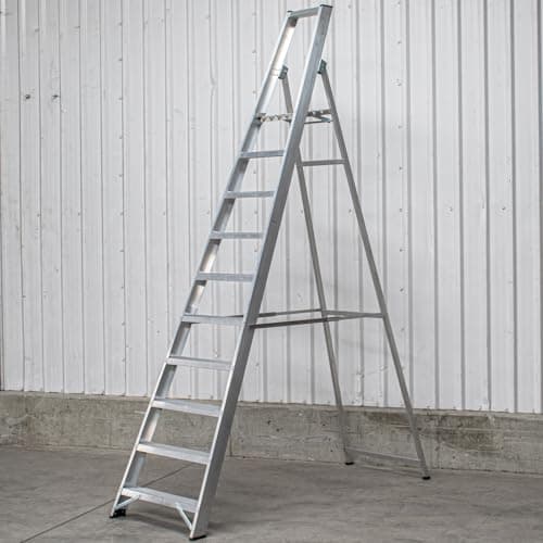 Image of BPS® Industrial Platform Step Ladder/Ladders | 150kg Load Capacity | Aluminium | Heavy Duty | EN131 Pro Certified | 2.59m Platform Height | 10 Steps