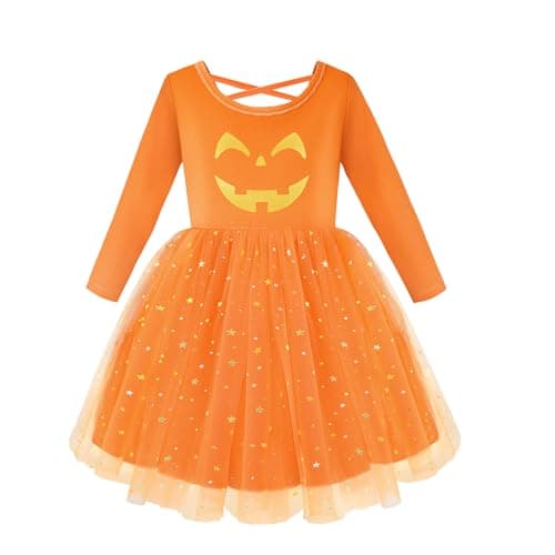 Image of Miyanuby Toddler Girls Fall Winter Dresses Baby Girls Clothes Velvet Tulle Twirl Dress Long Sleeve Princess Party Dress for Infant Baby Girls Orange