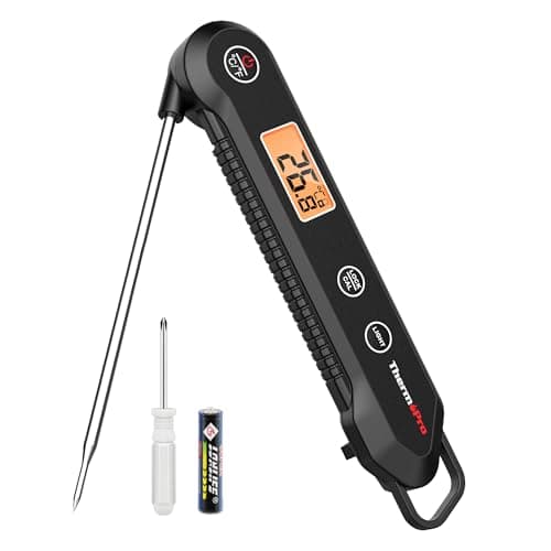 Image of ThermoPro TP03H Meat Thermometers with IPX6 Waterproof, Instant Read Food Thermometer Foldable Temperature Probe with Calibration & Lock Function, Cooking Thermometer for Air Fryers, Kitchen, BBQ Oven