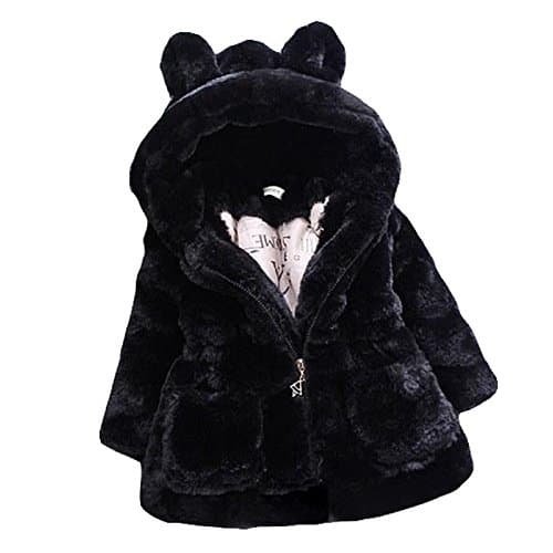 Image of Gaorui Baby Girls Kids Hooded Rabbit Coat Faux Fur Warm Jackets Outwear Winter Clothes for 1-4 Years Old