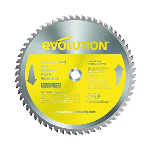 Image of Evolution Power Tools S355TCT-90CS Circular Saw Blade (AKA Chop Saw Blade, Metal Blade) For Cutting Stainless Steel - Carbide Tipped Metal Saw Blade Produces Virtually No Heat, Burrs or Sparks, 355 mm