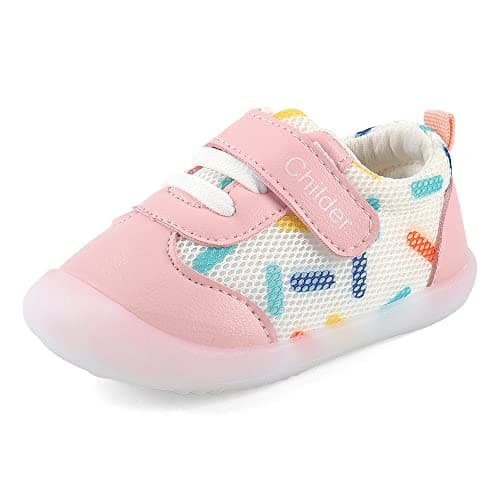 Image of MASOCIO Baby Shoes Girls First Walking Toddler Trainers Sneakers Pre Walker Girl Infant 6-12 Months Size 2.5 UK Child Pink