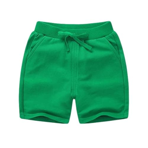 Image of LYZOURBB Baby Boys Girls Cotton Shorts Kids School PE Sports Shorts Jogger Sweat Bottoms for 1-10Years Green