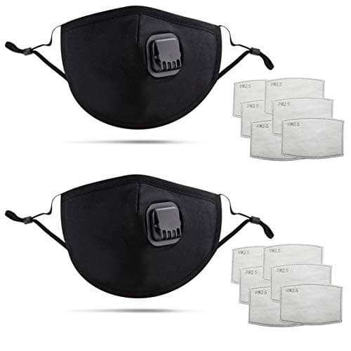 Image of DualVertex Face Mask - Breathable With Filter, Cotton, Washable & Reusable - Adjustable Ear Straps, Nose Wire, Valve and Replaceable Filters