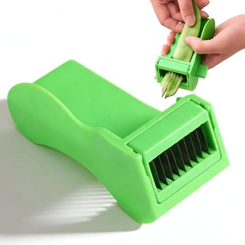 Image of Runner Bean Slicer and Stringer Green,Multi Vegetable Cutter for French Style Beans, Manual Bean Slicer with Stainless Steel Blade, Ergonomic Mini Runner Bean Cutter and Stringer for Quick Prep