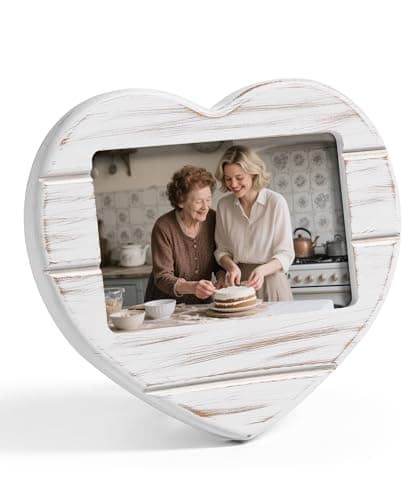 Image of Afuly 6x4 Photo Frames Heart Photo Frame White Wooden Picture Frames Rustic Picture Frame Shabby Chic Anniversary Wedding Christmas Birthday Gifts For Women Mum Love Couple Wall Tabletop Display