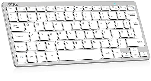 Image of Arteck Ultra-Slim Bluetooth Keyboard Compatible with iPad 10.2-inch/Air/ 9.7-inch/Pro/Mini, iPhone and Other Bluetooth Enabled Devices Including iOS, Android, Windows, Silver