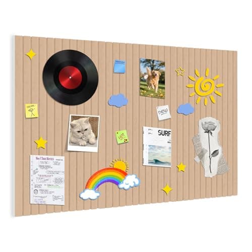 Image of Felt Bulletin Board 80x50 cm, 0.9cm Thick Bulletin Board with Safe Removable Adhesive Tabs, Large Cork Display Board Alternative, Decorative Felt Pin Board for Home Office Living Room Store (Camel)