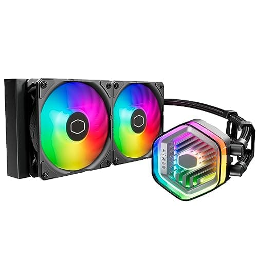 Image of MasterLiquid Atmos 240 Black CPU Liquid Cooler - AIO Water Cooling System, Dual Chamber Pump, Pre-Installed Sickleflow 120 Edge Fans, Addressable Gen 2 RGB, LGA1700 & AM5 Brackets - Black