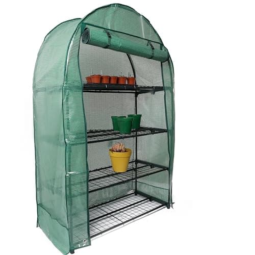 Image of DIVCHI 4 Tier Wide Greenhouse With Frame And Cover Bigger Than Small Greenhouse For The Garden, Roll Up Zip Panel Door For Outdoors, Patio And Backyard