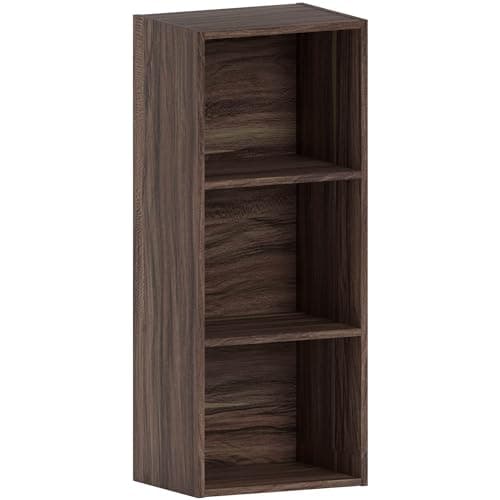 Image of Vida Designs Oxford 3 Tier Cube Bookcase, Walnut Wooden Shelving Display Storage Unit Office Living Room Furniture