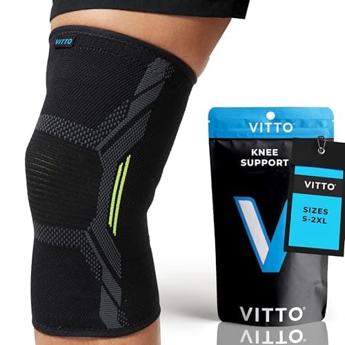 Image of VITTO Knee Support for Women & Men - Knee Brace for Meniscus Tear, Arthritis, Joint Pain, Ligament Injury - Knee Compression Sleeve for Running or Weight Lifting (L)