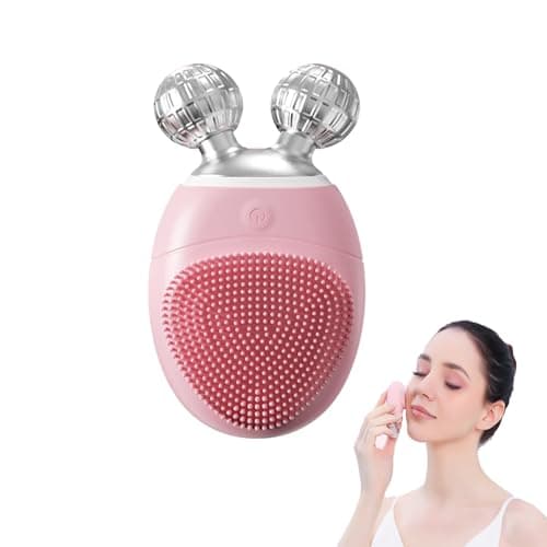 Image of FREECOZYER Lymphatic Drainage Massager & Silicone Face Scrubber, 2 in 1 Face Roller Facial Cleansing Brush, 5-Speed Adjustment, 360° Rotation Vibration Massage for Face Slimming and Cleansing