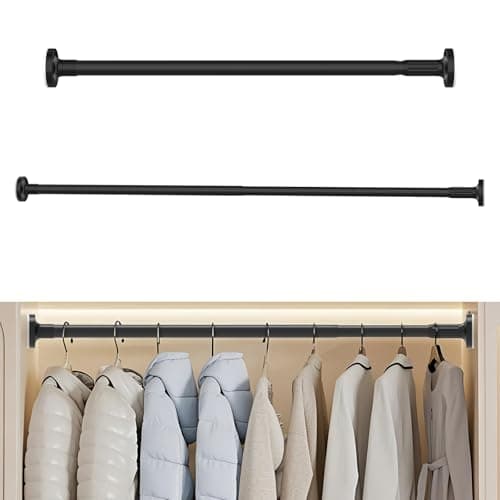 Image of Heavy Duty Expandable Window Shower Curtain Tension Rod Oval Head Clothes Hanging Bar Rail for Closet Wardrobe, No Drilling, 70-120cm, Adjustable Wardrobe Rail for Wardrobe, Balcony, Bathroom
