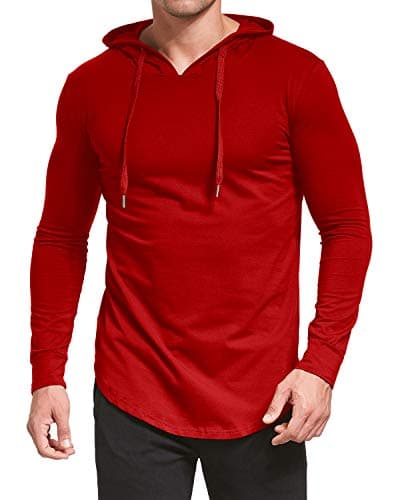 Image of AIYINO Men's S-5X Long Sleeve Fashion Athletic Hoodies Workout Sweatshirt Hip Hop Pullover Hooded (XL Red)